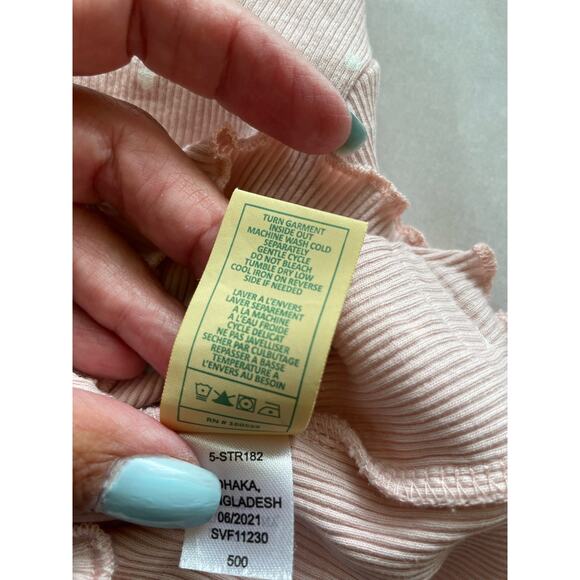 7 For All Mankind pink polka dot mock neck top long sleeve ribbed Size 12 mo - Picture 7 of 7